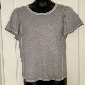 Like New Women’s Sonoma Top Gray With Layered Flounce Sleeves Size Medium